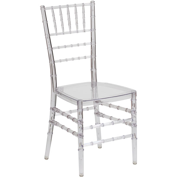 Ballroom Chair with White Cushion, Clear