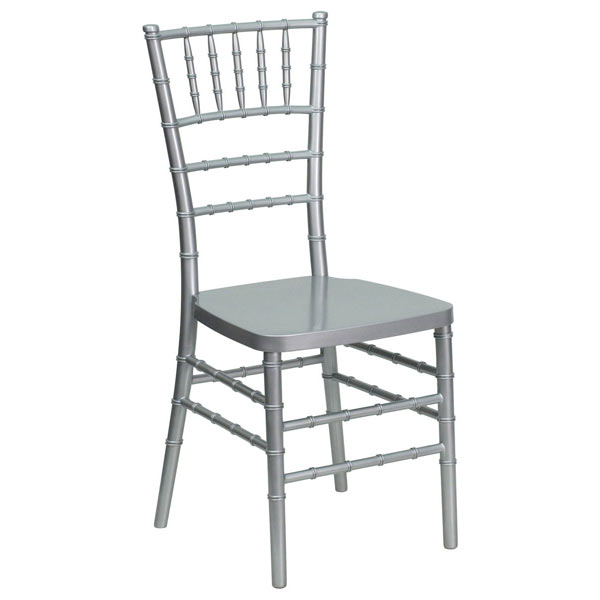 Ballroom Chair with White Cushion, Silver