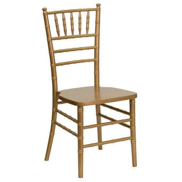 Ballroom Chair with White Cushion, Gold