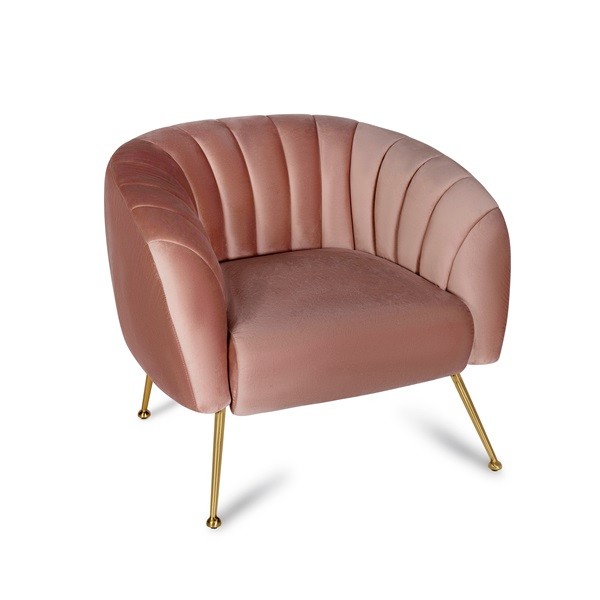 Wavy Velvet Accent Chair – Blush