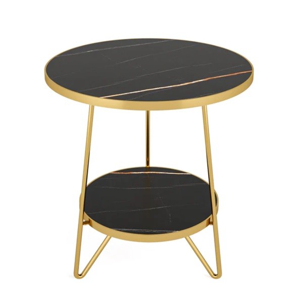 Marble Accent End Table – Black