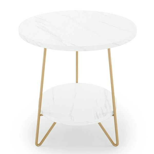Marble Accent End Table – White