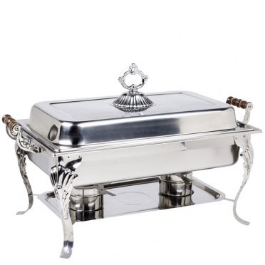 Wood Handle Stainless Chafer Rectangle -8 qt