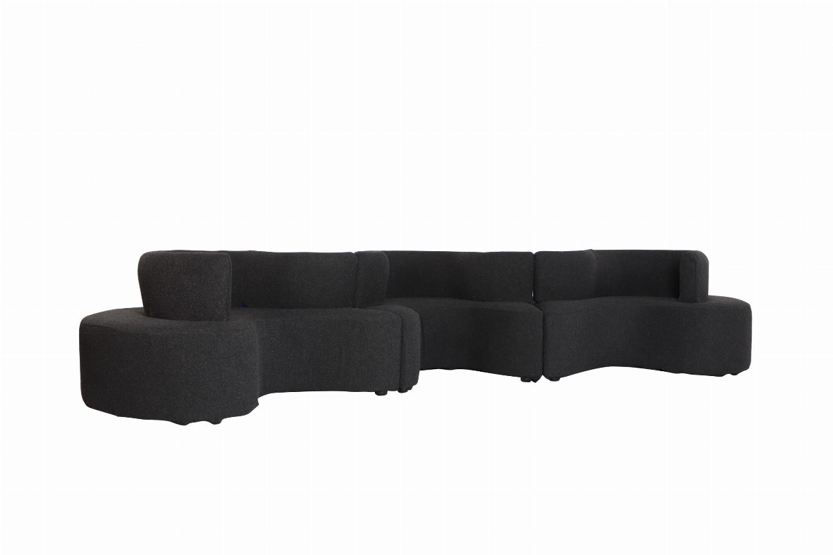 Serpentine Sofa Black Boucle
