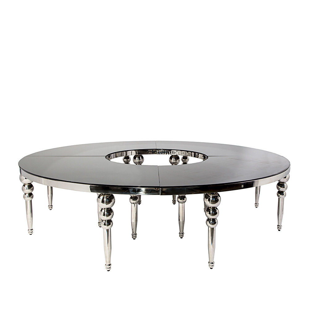 Monaco Dining Table Silver/Black