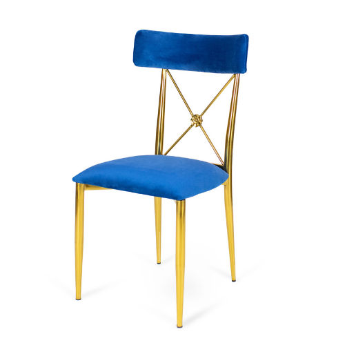 Venice Dining Chair Gold/Navy Blue